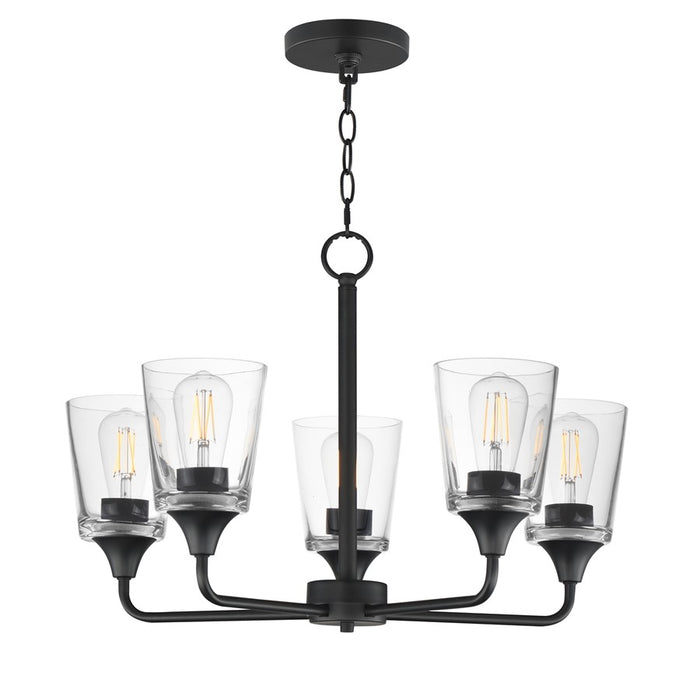 Maxim Lighting Hudson 5Lt 15.25" Single-Tier Chandelier, Black/Clear - 12875CLBK