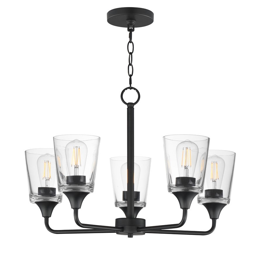 Maxim Lighting Hudson 5Lt 15.25" Single-Tier Chandelier, Black/Clear - 12875CLBK