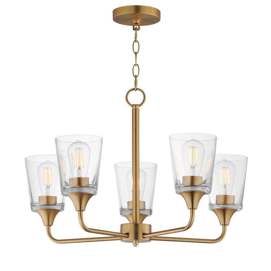 Maxim Lighting Hudson 5Lt 15.25" Single-Tier Chandelier, Brs/Clear - 12875CLNAB