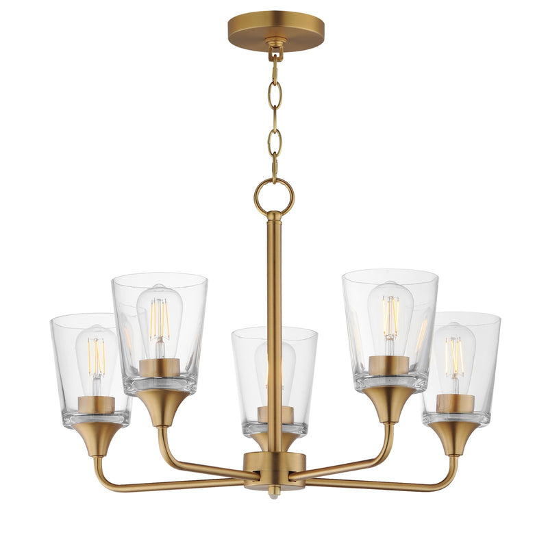 Maxim Lighting Hudson 5Lt 15.25" Single-Tier Chandelier, Brs/Clear
