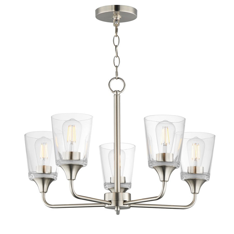Maxim Lighting Hudson 5Lt 15.25" Single-Tier Chandelier, Nk/Clear - 12875CLSN