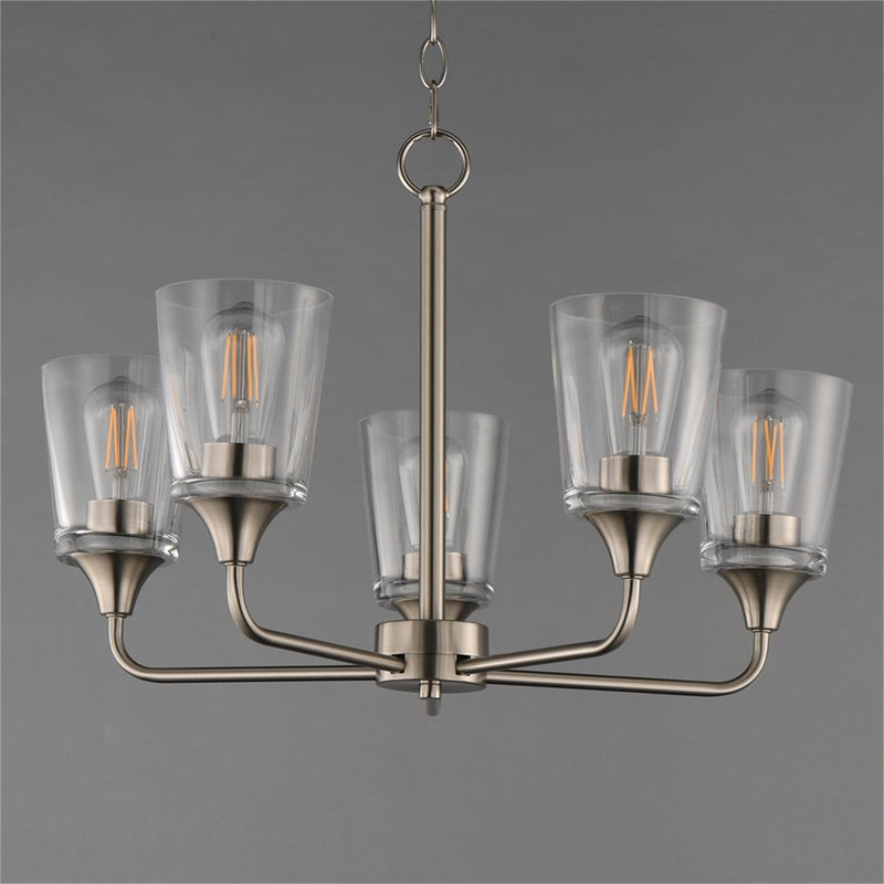 Maxim Lighting Hudson 5Lt 15.25" Single-Tier Chandelier, Nk/Clear