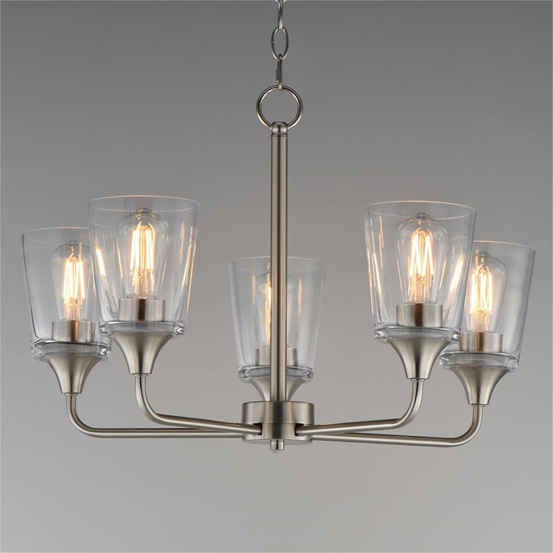 Maxim Lighting Hudson 5Lt 15.25" Single-Tier Chandelier, Nk/Clear