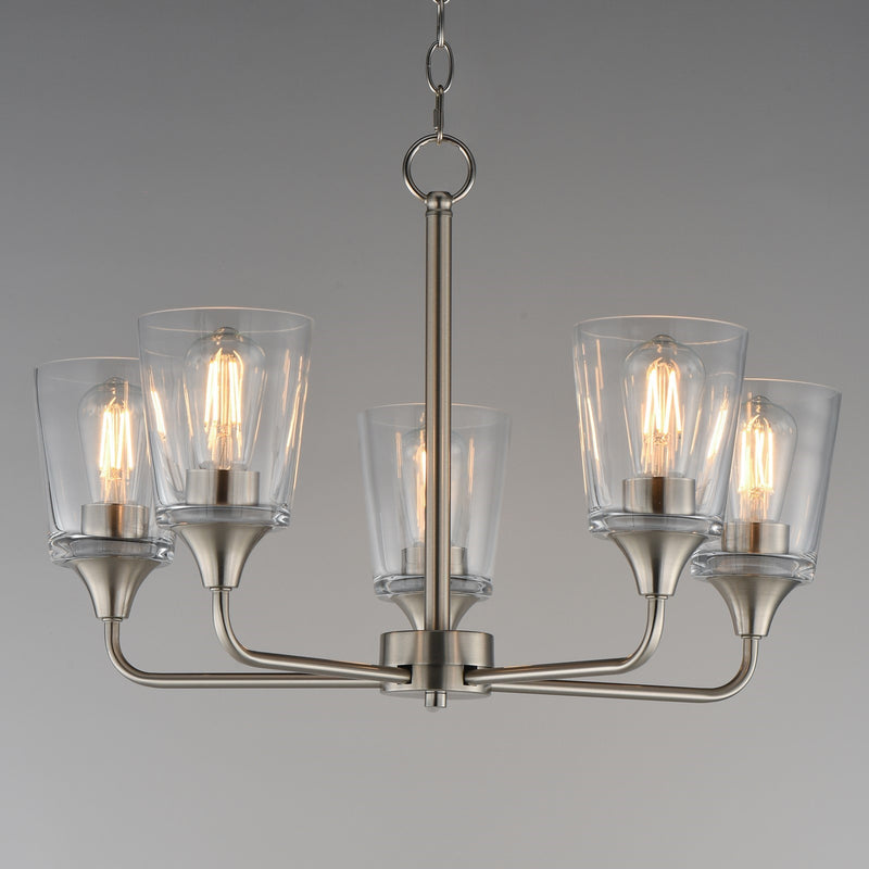 Maxim Lighting Hudson 5Lt 15.25" Single-Tier Chandelier, Nk/Clear