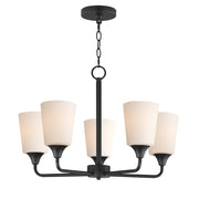 Maxim Lighting Hudson 5Lt 15.25" Single-Tier Chandelier, Black/White - 12875SWBK