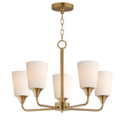 Maxim Lighting Hudson 5Lt 15.25" Single-Tier Chandelier, Brs/Wht - 12875SWNAB