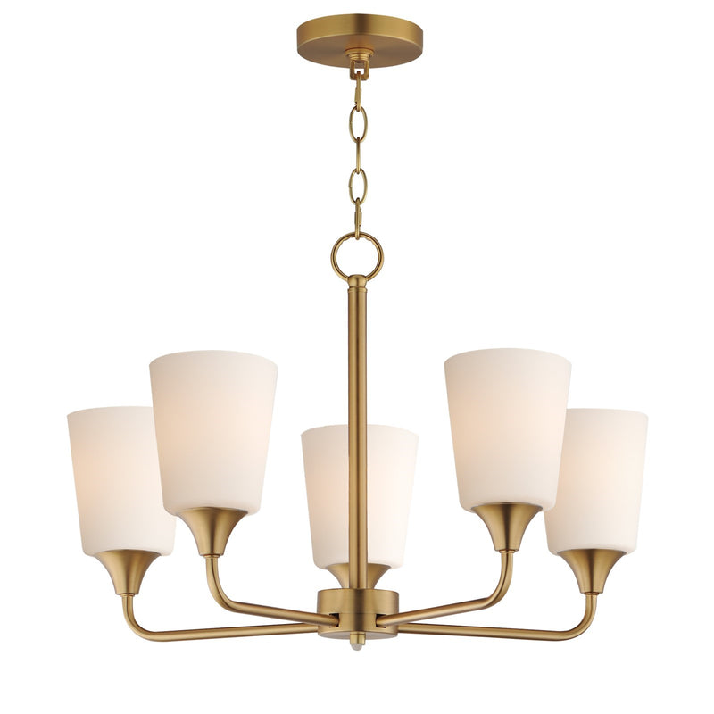 Maxim Lighting Hudson 5Lt 15.25" Single-Tier Chandelier, Brs/Wht