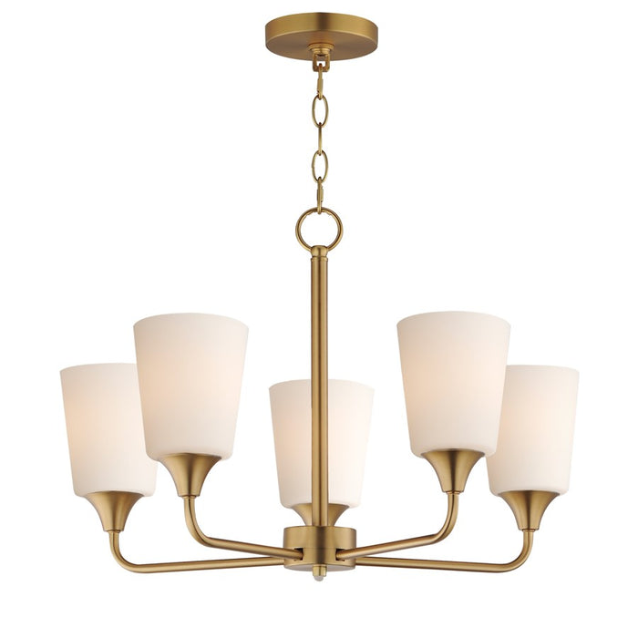 Maxim Lighting Hudson 5Lt 15.25" Single-Tier Chandelier, Brs/Wht - 12875SWNAB