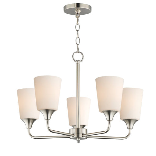 Maxim Lighting Hudson 5Lt 15.25" Single-Tier Chandelier, Nk/Wht - 12875SWSN