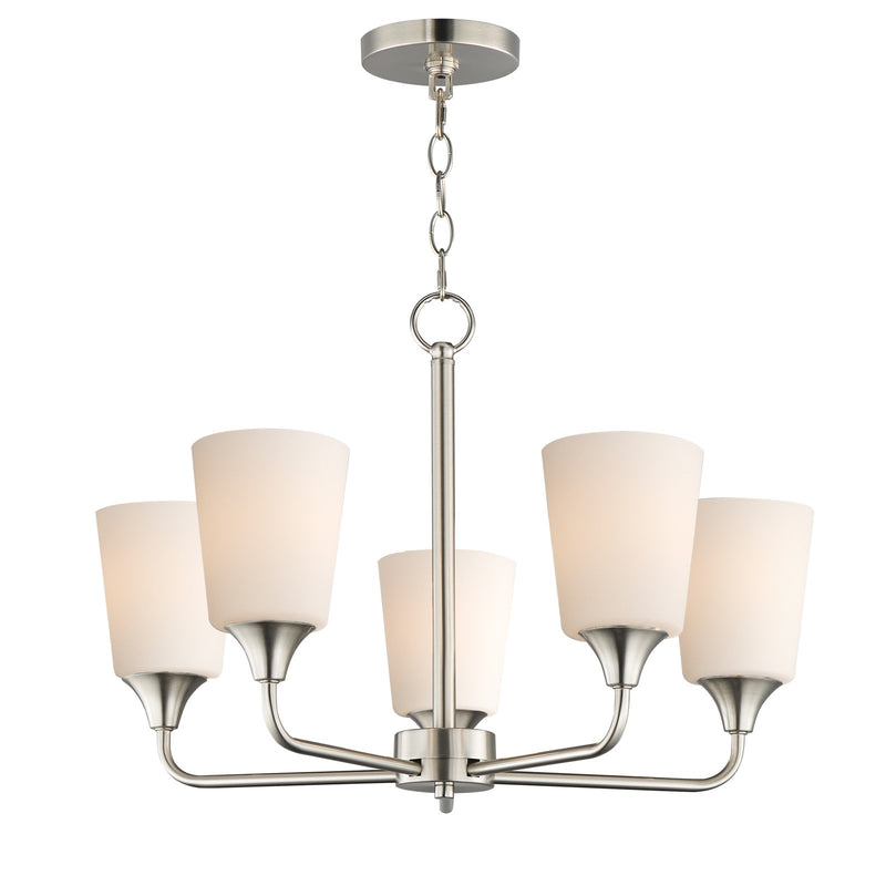 Maxim Lighting Hudson 5Lt 15.25" Single-Tier Chandelier, Nk/Wht