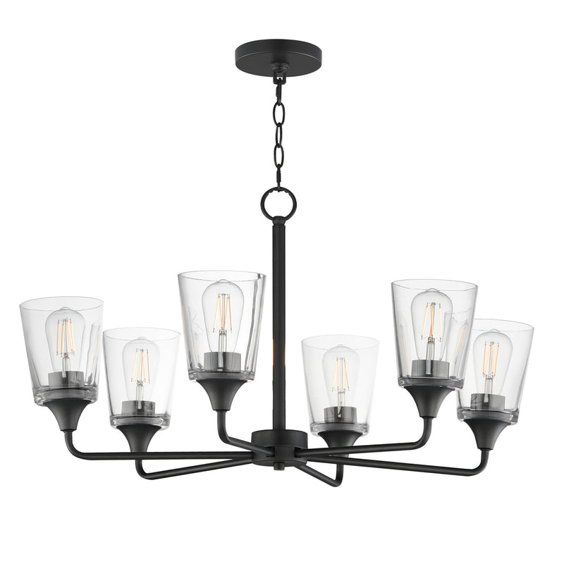 Maxim Lighting Hudson 6Lt 19.25" Single-Tier Chandelier, Black/Clear