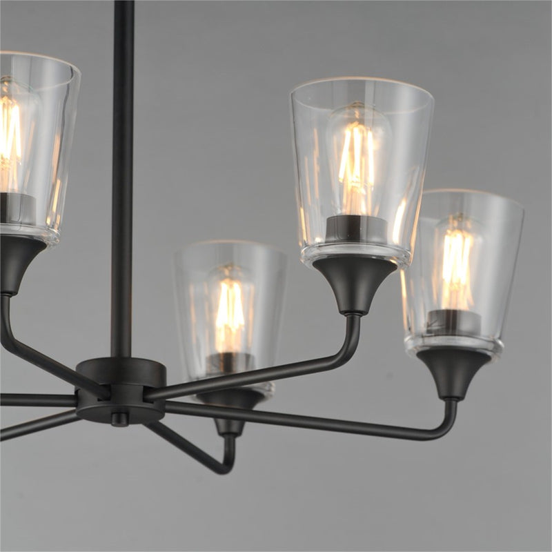 Maxim Lighting Hudson 6Lt 19.25" Single-Tier Chandelier, Black/Clear
