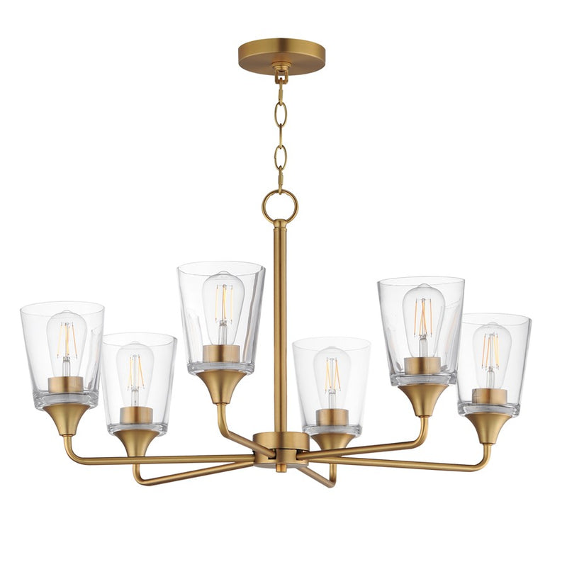 Maxim Lighting Hudson 6Lt 19.25" Single-Tier Chandelier, Brs/Clear - 12876CLNAB