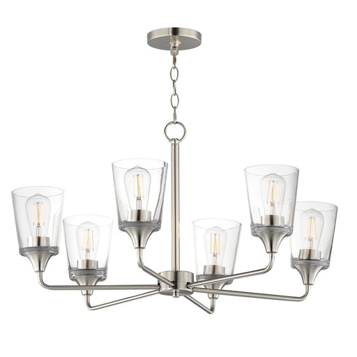 Maxim Lighting Hudson 6Lt 19.25" Single-Tier Chandelier, Nk/Clear - 12876CLSN