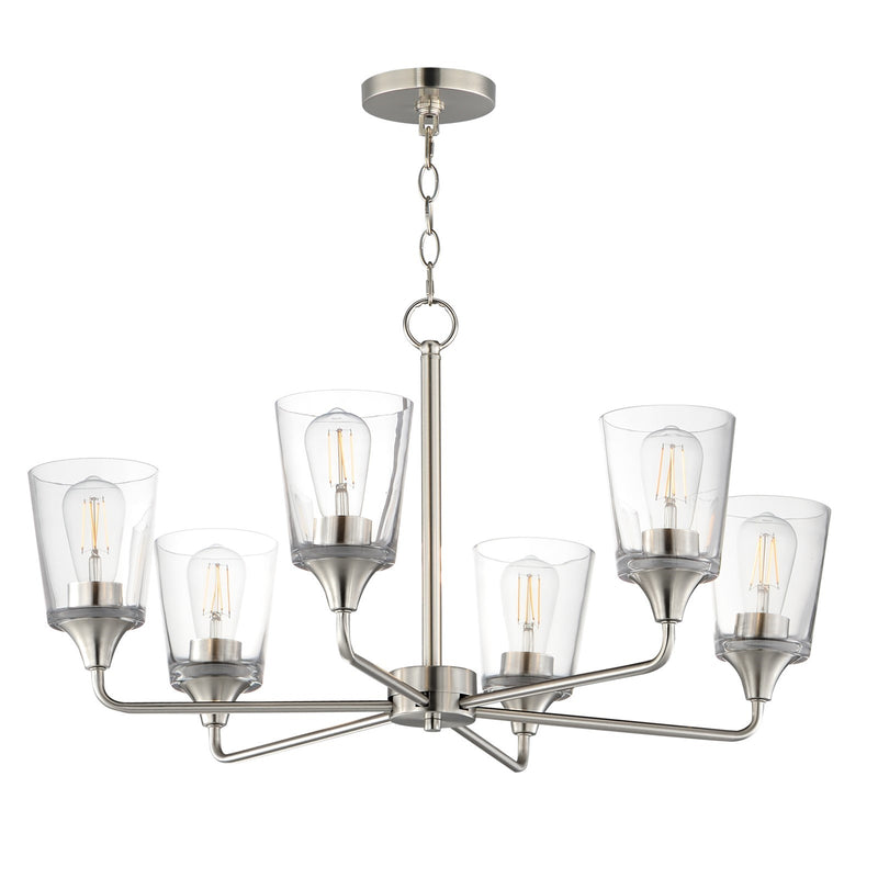 Maxim Lighting Hudson 6Lt 19.25" Single-Tier Chandelier, Nk/Clear