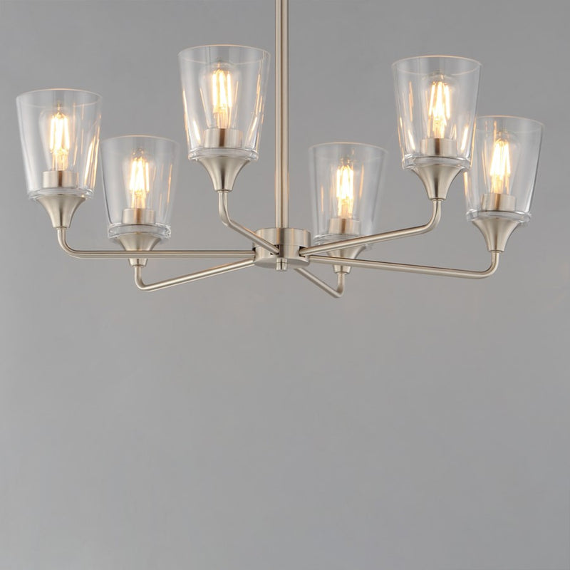 Maxim Lighting Hudson 6Lt 19.25" Single-Tier Chandelier, Nk/Clear