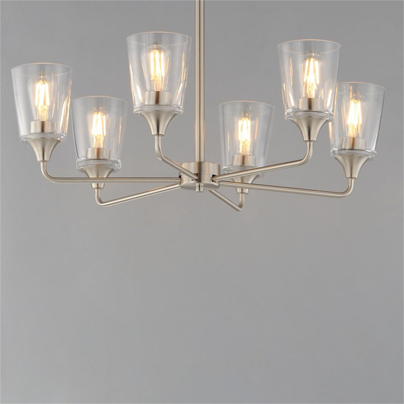 Maxim Lighting Hudson 6Lt 19.25" Single-Tier Chandelier, Nk/Clear