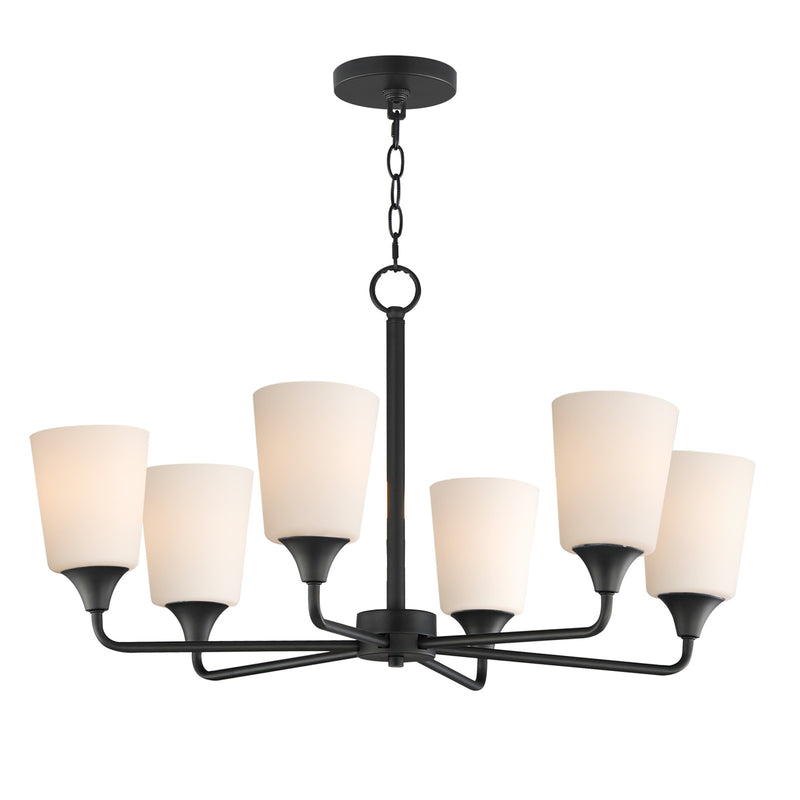 Maxim Lighting Hudson 6Lt 19.25" Single-Tier Chandelier, Black/White