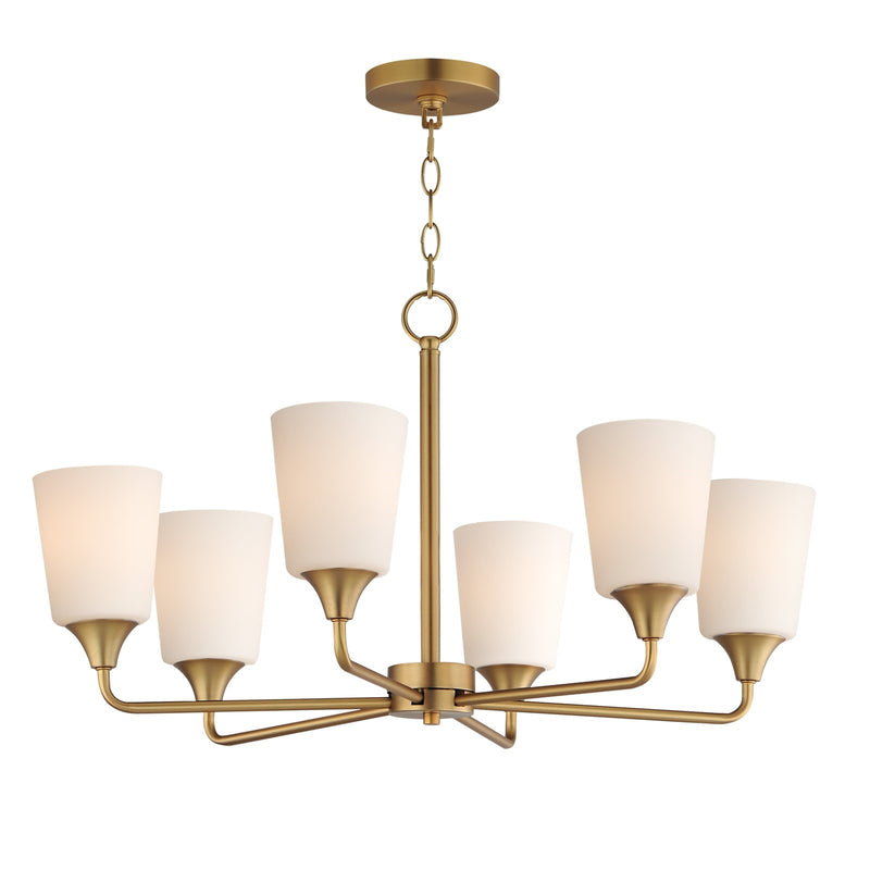 Maxim Lighting Hudson 6Lt 19.25" Single-Tier Chandelier, Brs/Wht