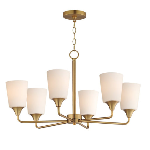 Maxim Lighting Hudson 6Lt 19.25" Single-Tier Chandelier, Brs/Wht - 12876SWNAB