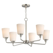 Maxim Lighting Hudson 6Lt 19.25" Single-Tier Chandelier, Nk/Wht - 12876SWSN
