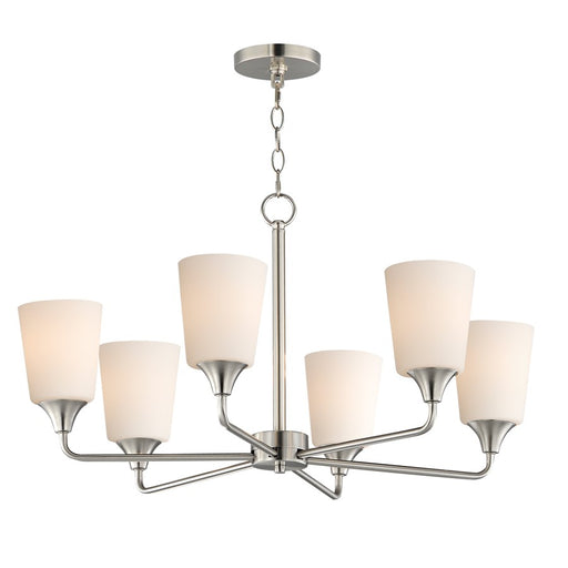 Maxim Lighting Hudson 6Lt 19.25" Single-Tier Chandelier, Nk/Wht - 12876SWSN