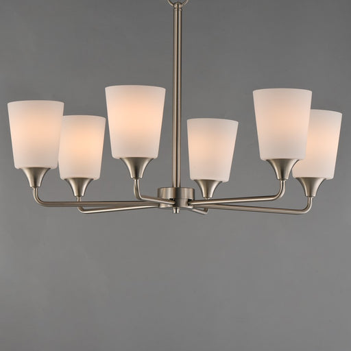 Maxim Lighting Hudson 6Lt 19.25" Single-Tier Chandelier, Nk/Wht