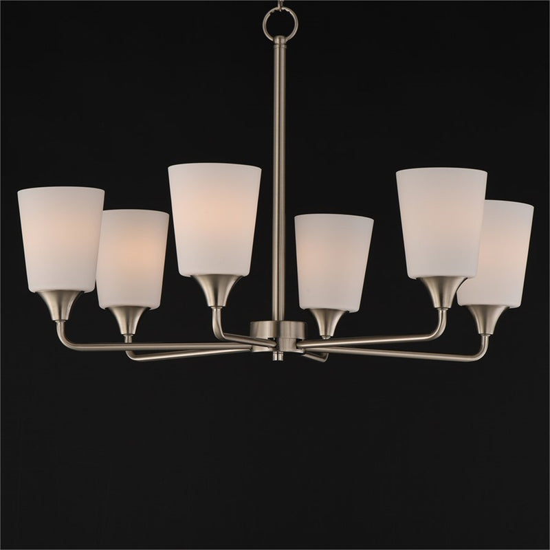 Maxim Lighting Hudson 6Lt 19.25" Single-Tier Chandelier, Nk/Wht