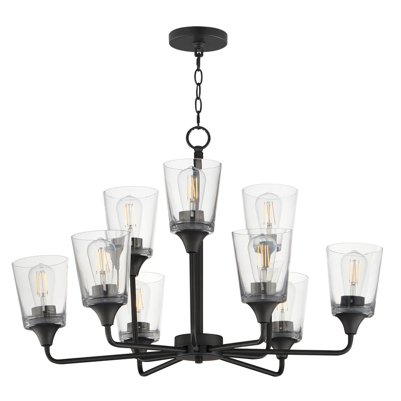 Maxim Lighting Hudson 9Lt 19.25" Multi-Tier Chandelier, Black/Clear