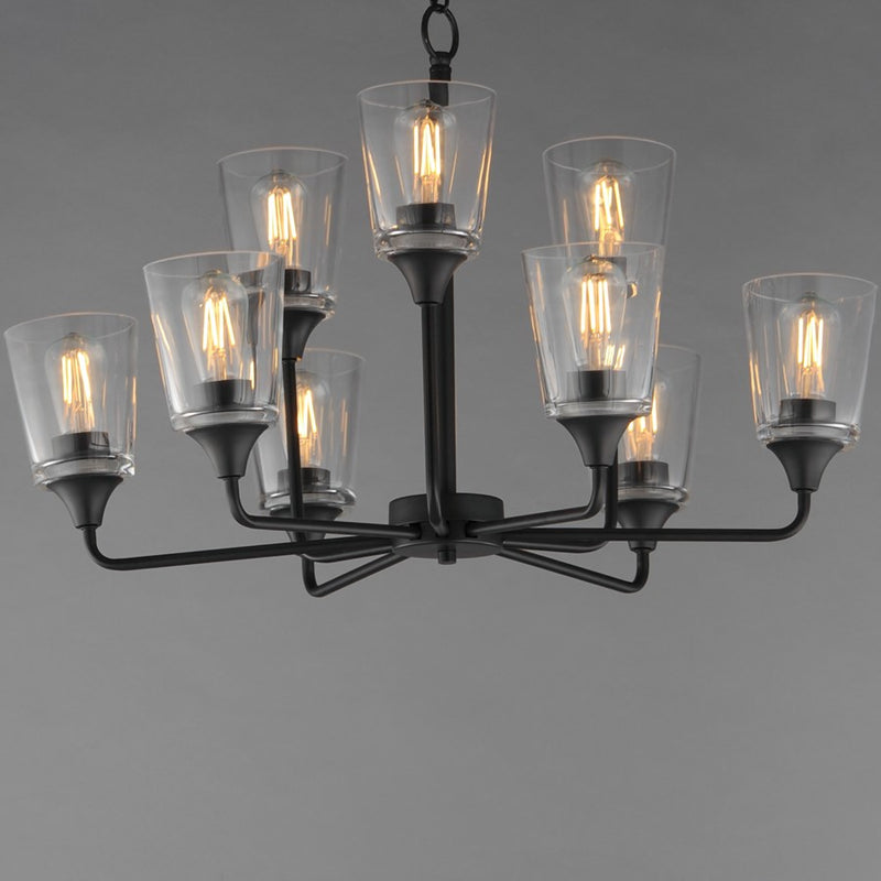Maxim Lighting Hudson 9Lt 19.25" Multi-Tier Chandelier, Black/Clear