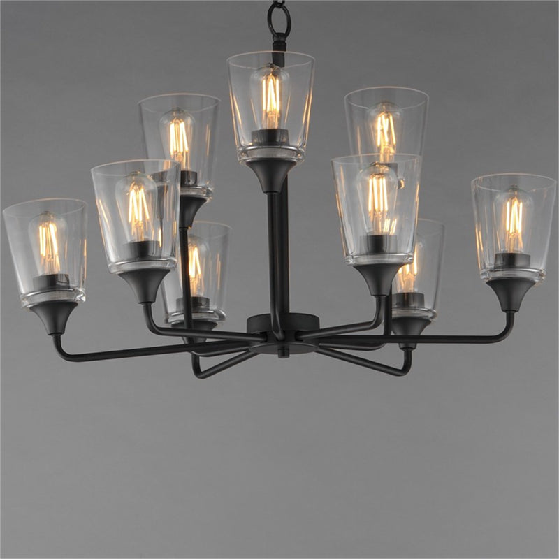 Maxim Lighting Hudson 9Lt 19.25" Multi-Tier Chandelier, Black/Clear