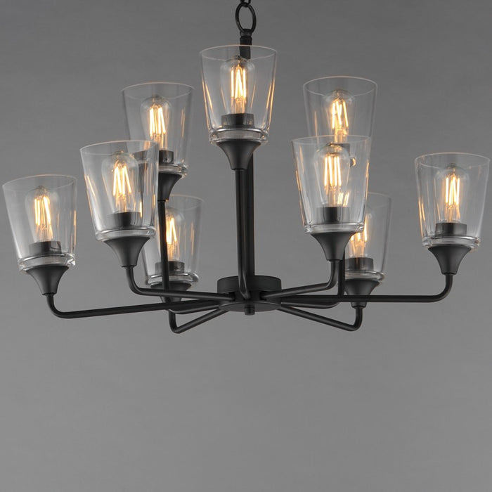 Maxim Lighting Hudson 9Lt 19.25" Multi-Tier Chandelier, Black/Clear