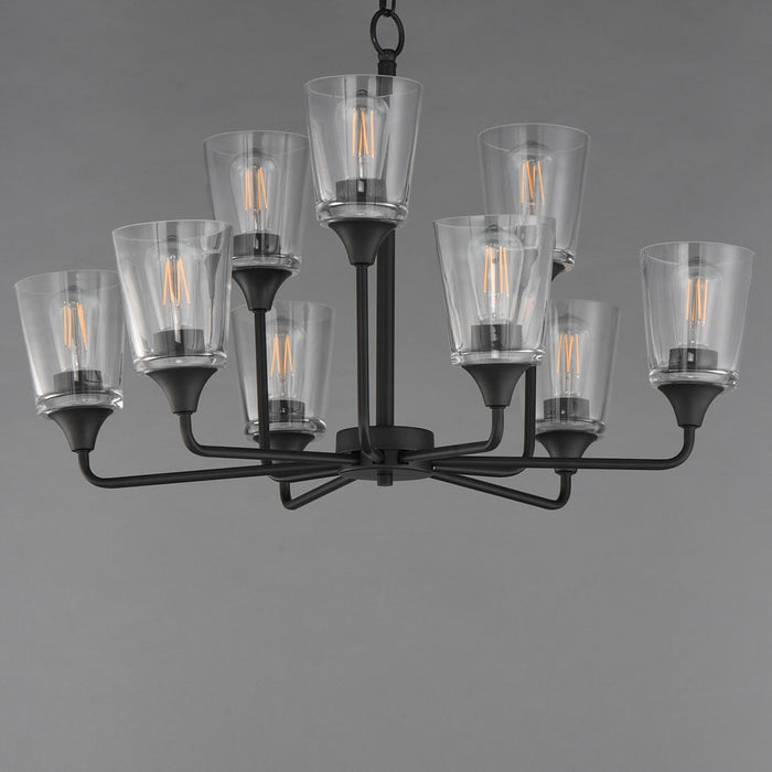 Maxim Lighting Hudson 9Lt 19.25" Multi-Tier Chandelier, Black/Clear