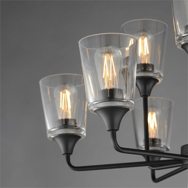 Maxim Lighting Hudson 9Lt 19.25" Multi-Tier Chandelier, Black/Clear