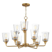Maxim Lighting Hudson 9Lt 19.25" Multi-Tier Chandelier, Brass/Clear - 12879CLNAB