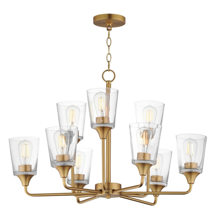 Maxim Lighting Hudson 9Lt 19.25" Multi-Tier Chandelier, Brass/Clear - 12879CLNAB