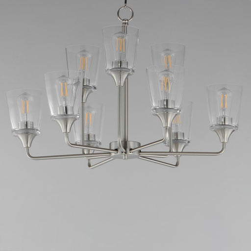 Maxim Lighting Hudson 9Lt 19.25" Multi-Tier Chandelier, Nickel/Clear