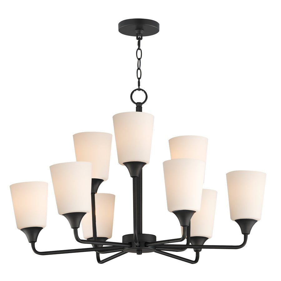 Maxim Lighting Hudson 9Lt 19.25" Multi-Tier Chandelier, Black/White - 12879SWBK