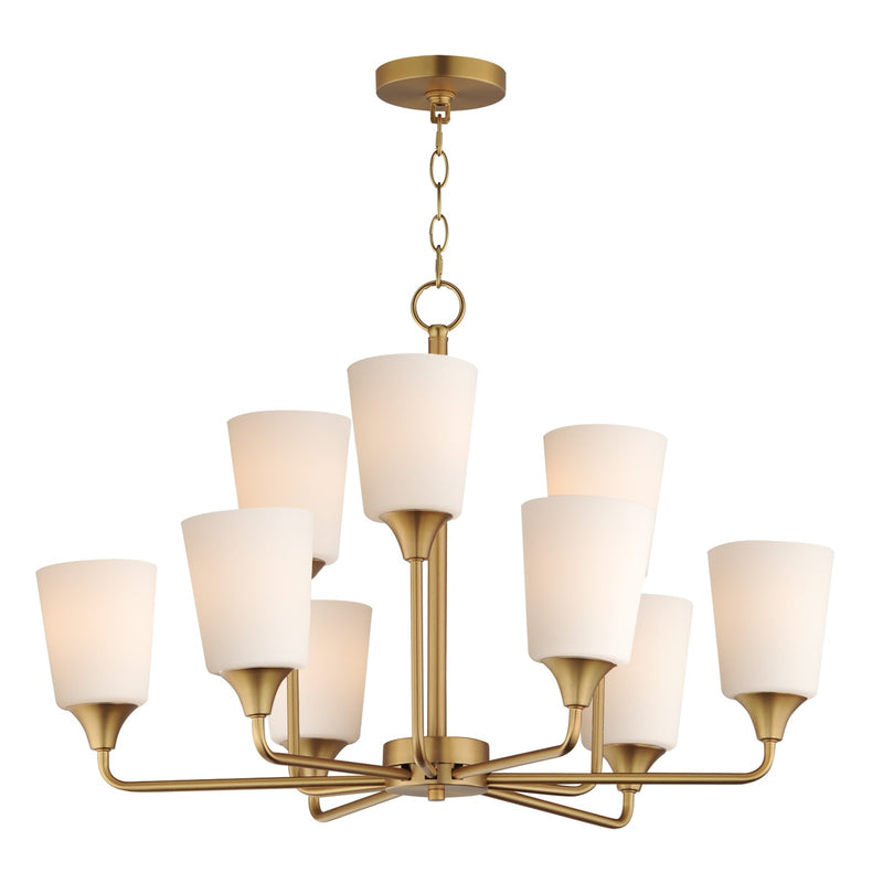 Maxim Lighting Hudson 9Lt 19.25" Multi-Tier Chandelier, Brass/White
