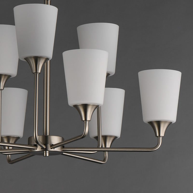 Maxim Lighting Hudson 9Lt 19.25" Multi-Tier Chandelier, Nickel/White