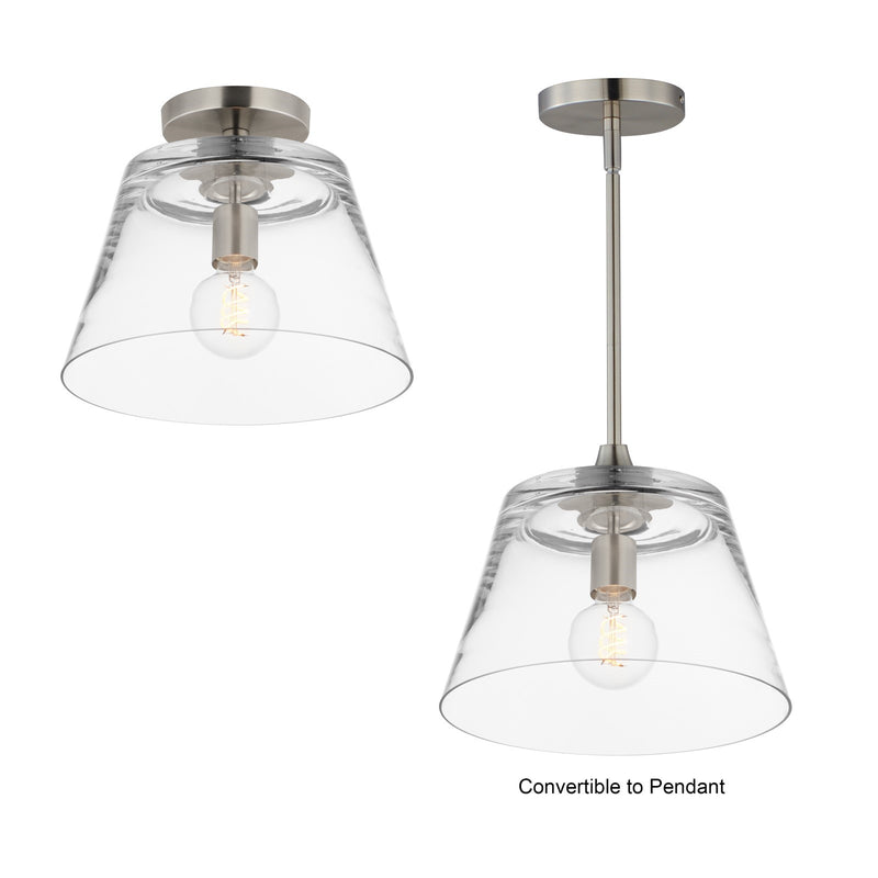 Maxim Lighting Hudson 1Lt 10.5" Single Pendant, Satin Nickel/Clear