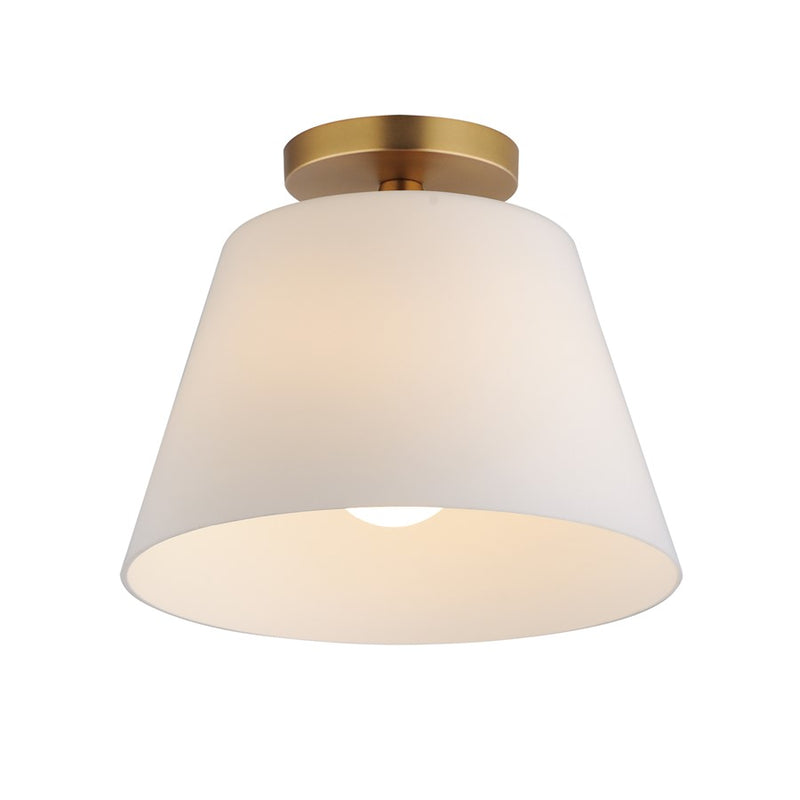 Maxim Lighting Hudson 1Lt 10.5" Flush Mount, Aged Brass/Satin White - 12880SWNAB