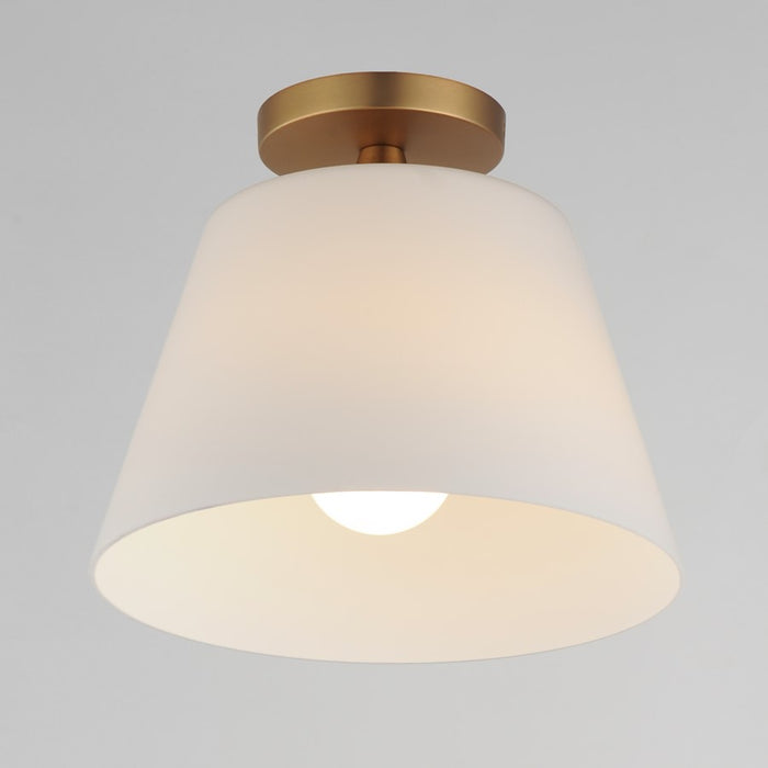 Maxim Lighting Hudson 1Lt 10.5" Flush Mount, Aged Brass/Satin White