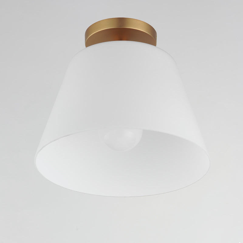 Maxim Lighting Hudson 1Lt 10.5" Flush Mount, Aged Brass/Satin White