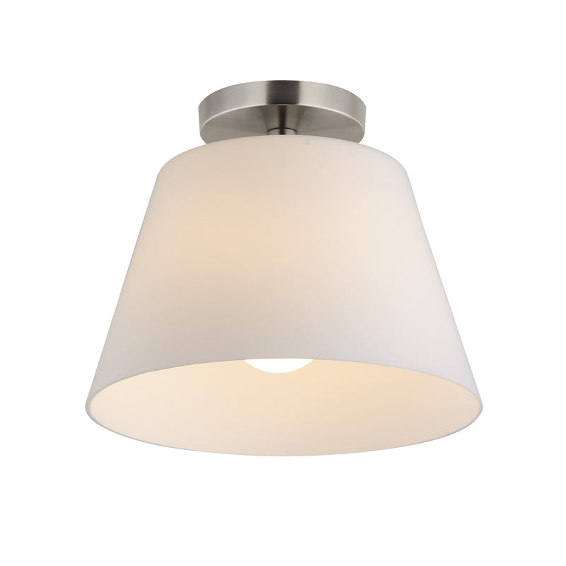 Maxim Lighting Hudson 1Lt 10.5" Flush Mount, Nickel/White