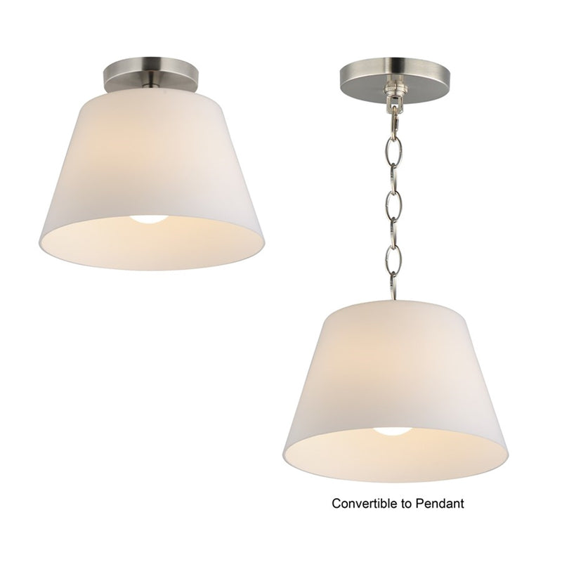 Maxim Lighting Hudson 1Lt 10.5" Flush Mount, Nickel/White