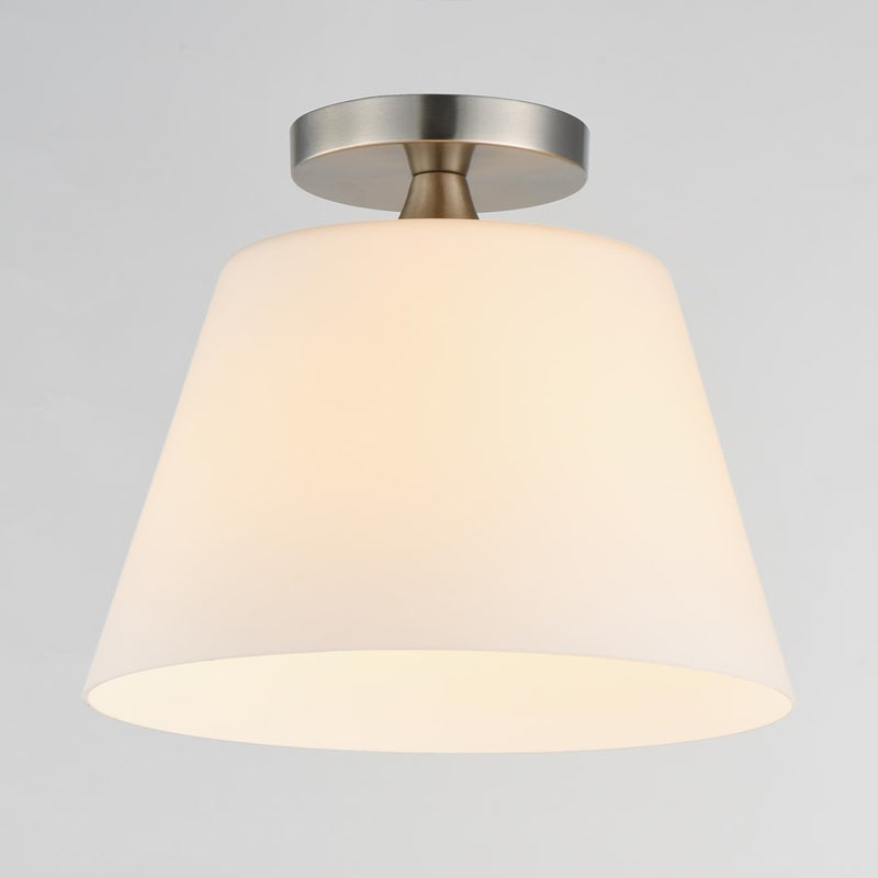 Maxim Lighting Hudson 1Lt 10.5" Flush Mount, Nickel/White