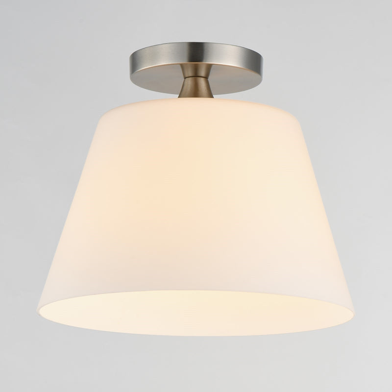 Maxim Lighting Hudson 1Lt 10.5" Flush Mount, Nickel/White