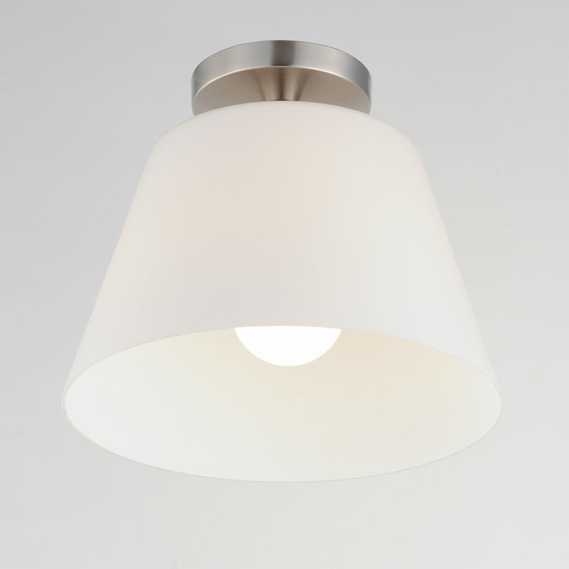 Maxim Lighting Hudson 1Lt 10.5" Flush Mount, Nickel/White
