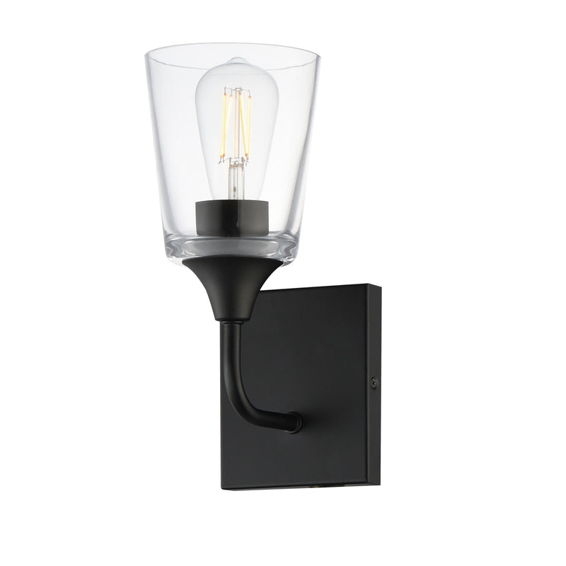 Maxim Lighting Hudson 1 Light 11" Wall Sconce, Black/Clear